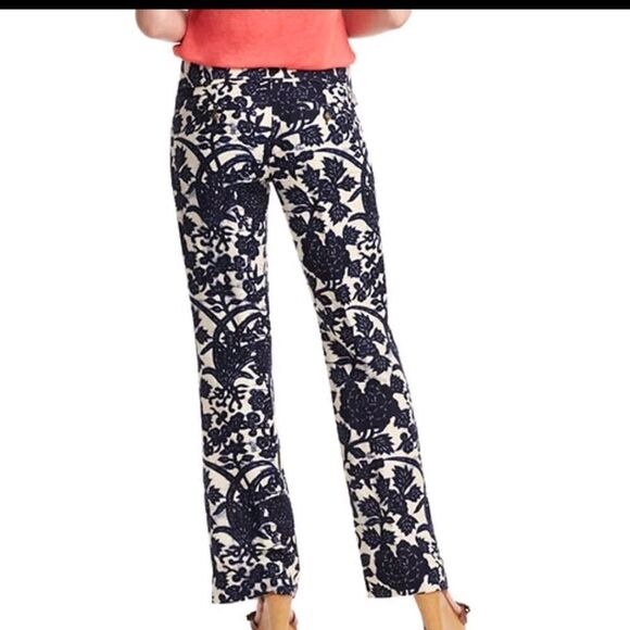 ANN TAYLOR LOFT NAVY & WHITE LINEN MARISA PANTS - Picture 6 of 9